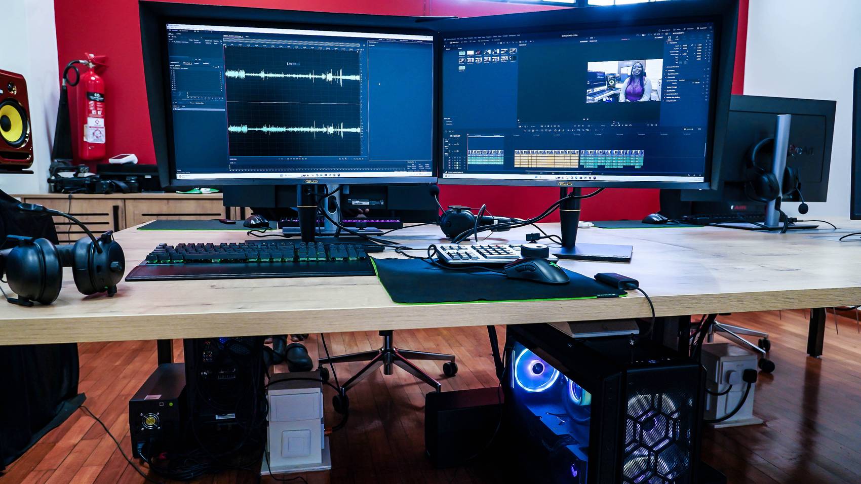 Editing workstations with dual monitors inside Le Hub @Alliance, Nairobi